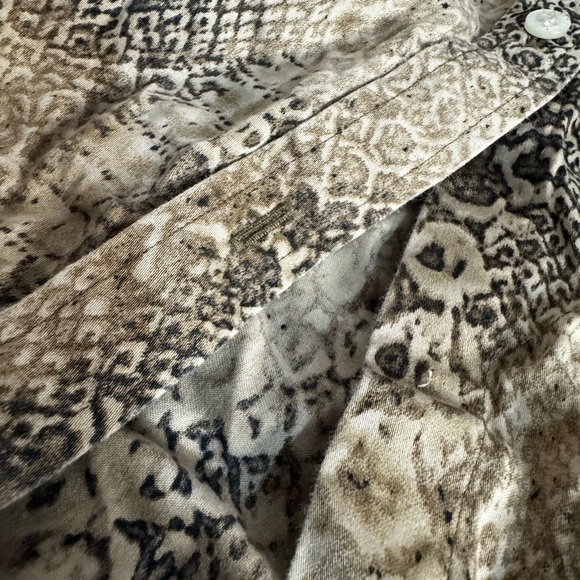 Lauren Ralph Lauren Women’s Snake Print Button-Down Shirt 1X 100% Cotton - Picture 3 of 4